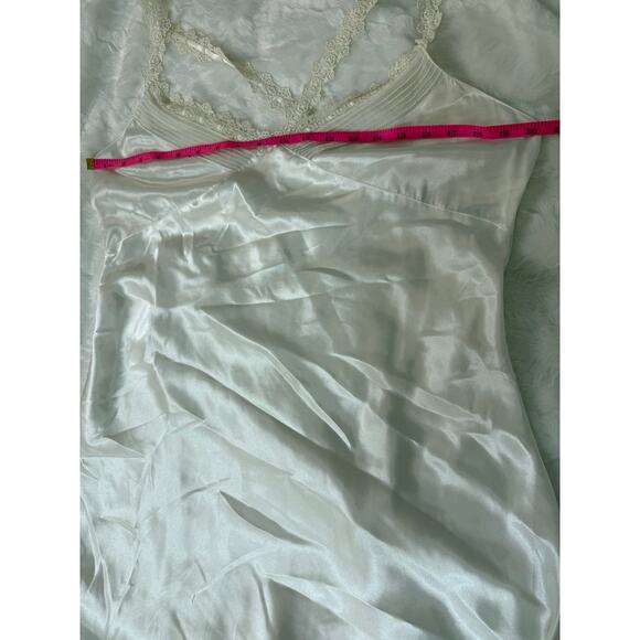 VTG Eileen West Romantic Lace Trim Satin Chemise Nightgown Slip Bridal White L - Picture 12 of 13